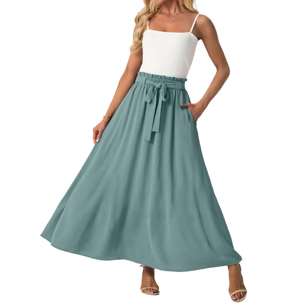 3546 Casual Skirts Summer High Waisted Flowy Maxi Skirts Trendy Cute Skirts